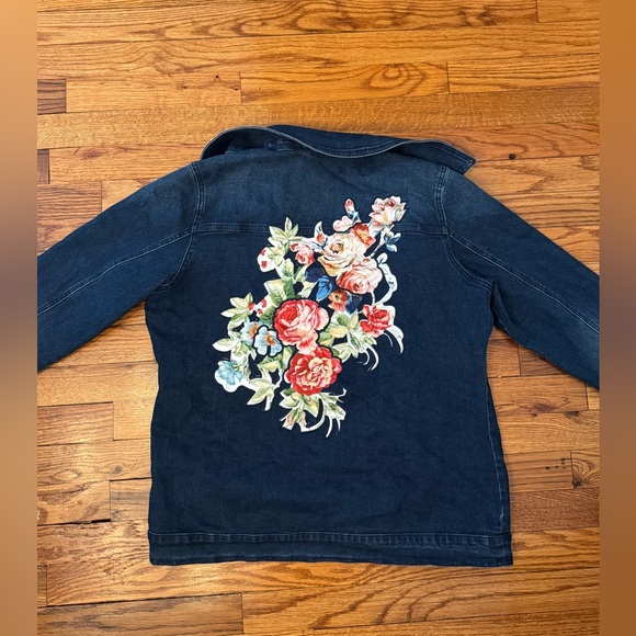 DG2 by Diane Gilman Jackets & Blazers - Women's Classic Stretch Embroidered Floral Denim Jacket - Size L